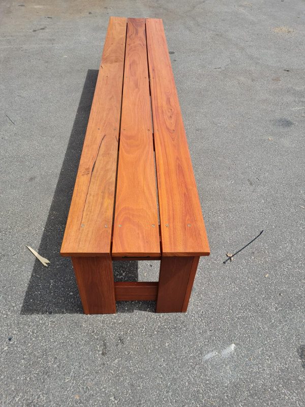 long view of hardwood bench seat