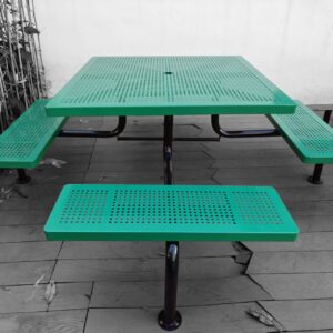 Metal steel cross beam frame with metal mesh plate seat and table top